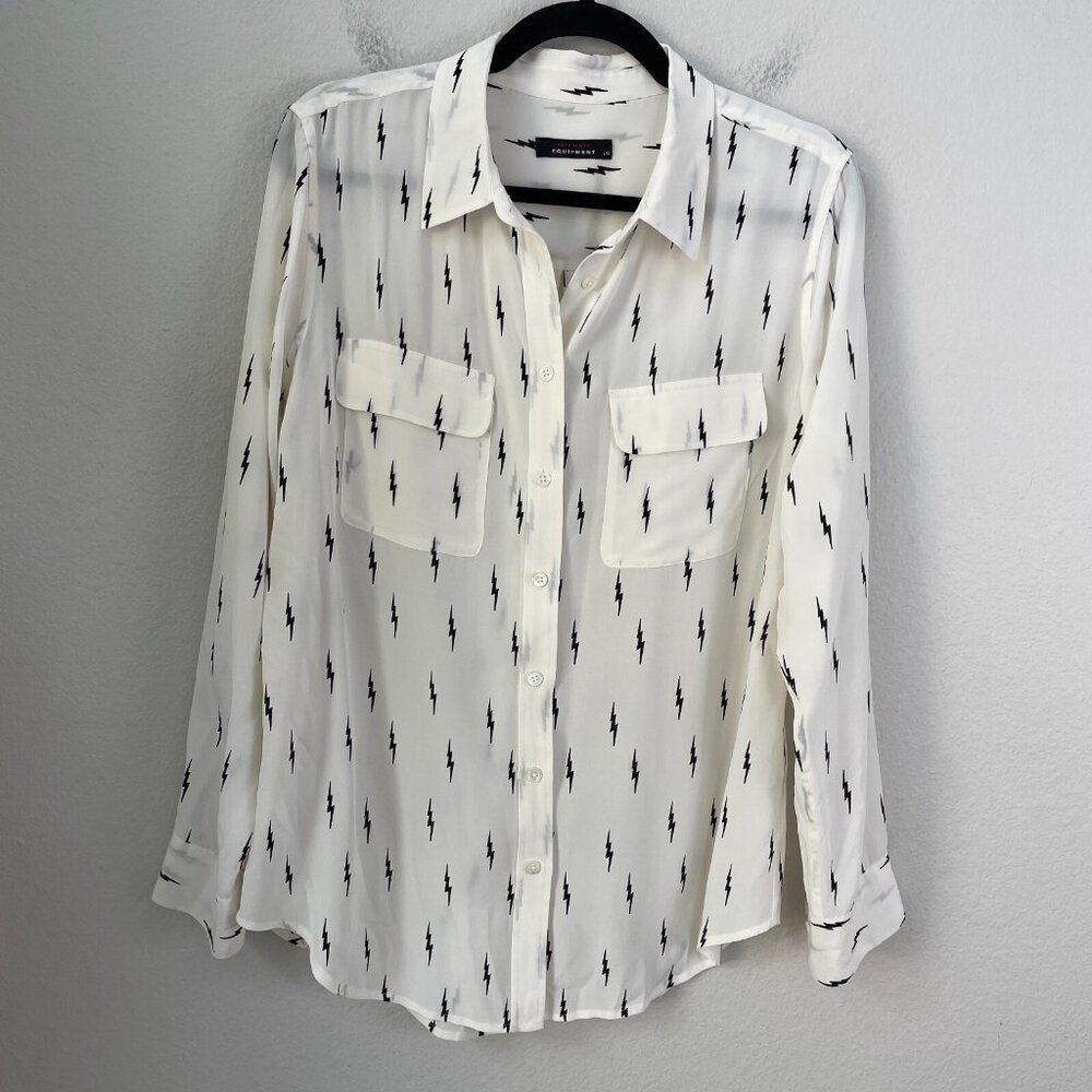 Equipment X Kate Moss Womens Large Slim Signature Button Up 100% Silk Blouse Top - Picture 5 of 12
